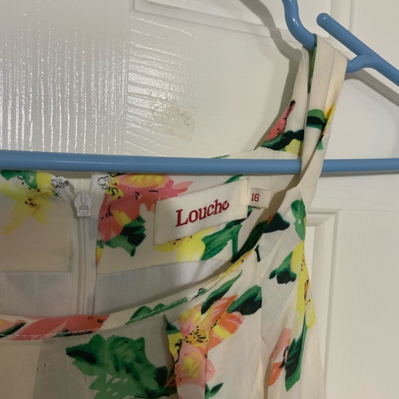 Vintage Louche cotton Strappy Midi Summer Tea Dress Floral Print. - Picture 2 of 3